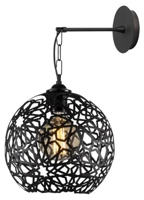Image de Applique murale Lampe Métal Noir - 25 x 30 cm - Douille E27 - Style Moderne