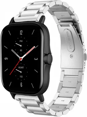 Produktbild von Strap-it Stahlarmband - Kompatibel mit Amazfit GTS 2 Armband Ersatzarmband Edelstahl - Gliederarmband mit Faltschließe - Hochwertiges Material - für Smartwatch 20mm Armband Silber