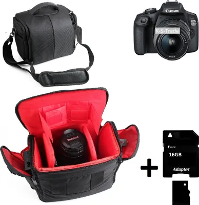Produktbild von Kompatibel mit Canon EOS 2000D Kameratasche Fototasche Umhängetasche Schultertasche Zubehör Tasche mit Zusatzfächern, Regenschutz Trennwänden +
