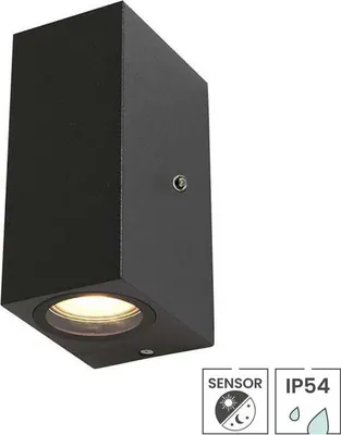 Produktbild von Außenleuchte mit Sensor Vallon | Dämmerungssensor | GU10-Fassung | IP54 | Up & Downlight | Mattschwarz
