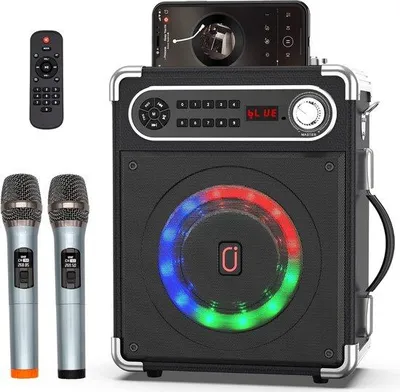 Produktbild von Drahtloses Karaoke-Set, tragbar, Bluetooth, LED, Schwarz
