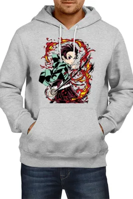 Obrázek produktu pro Pánská Mikina S Kapucí Japan Manga Comics Anime Demon Anime Slayer Tanjiro Kamado 07 Var-019, Man L / Vřesově šedá