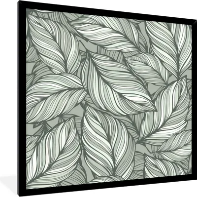Produktbild von MuchoWow® MuchoWow® Gerahmtes Poster Blumen - Illustration - Schwarz - Weiß 40x40 cm - Poster mit zchwarzem Bilderrahmen - Mit Rahmen - Wanddekoration Schlafzimmer