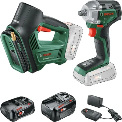 Image de Kit combiné Bosch 18 V UniversalImpactDrive+UniversalPump, 1x PBA 18 V 2 Ah+PBA 18 V 4 Ah