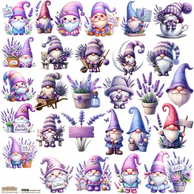 Produktbild von AUFKLEBER - ScrapLove - Gnomes Lavender - Zwerge Lavendel