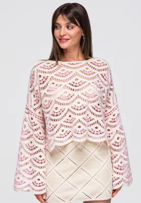 Produktbild von LARICA Bluse Ajour Kurz Loose Fit OW-TS-E0049 pink ONESIZE