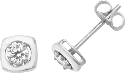 Produktbild von Klassische 9 Karat (375) Weißgold Damen - Paar Ohrstecker mit Zirkonia - 4mm*4mm; TRS270079KW