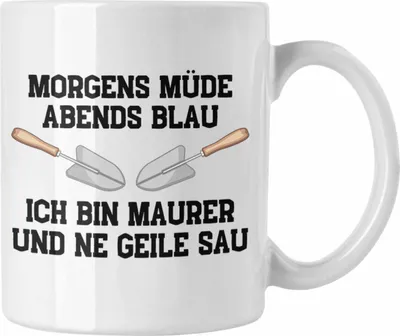 Produktbild von Trendation - Maurer Tasse Geschenk Mit Spruch Maurer Geschenkidee Lustig Männer Kaffeetasse (Weiß)