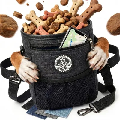 Produktbild von HUND IST KÖNIG Premium Leckerlibeutel für Hunde - robuster Futterbeutel mit viel Stauraum, 4 Trageoptionen, lebensmittelecht, Kotbeutelspender