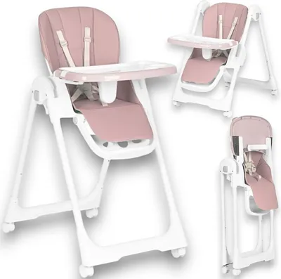 Produktbild von Baby Hochstuhl mitwachend verstellbare Sitzhöhe | Klappbarer Kinderfütterungsstuhl mit Radfeststellern | Kinderhochstuhl mit 5-Punkt-Gurt