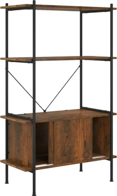 Produktbild von vidaXL Regal mit 4 Böden und Schrank 80x40x130 cm Stahl Holzwerkstoff