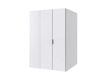 Zdjęcie produktu dla Drehtürenschrank >NORDERNEY< begehbar, 9 Böden, Stange, Spiegel, in WEISS - 135x197x97cm (BxHxT)
