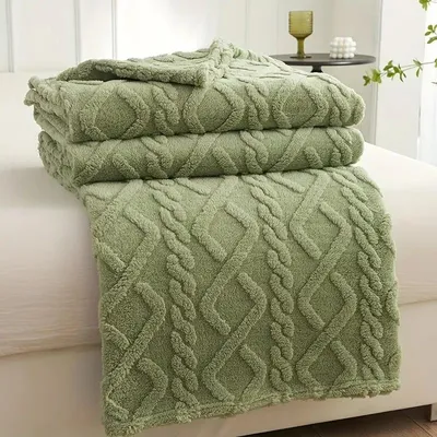 Zdjęcie produktu dla koc żakardowy 3D 150x200 cm - Miękki, całoroczny koc polarowy z nowoczesnym wzorem, nadający się do prania