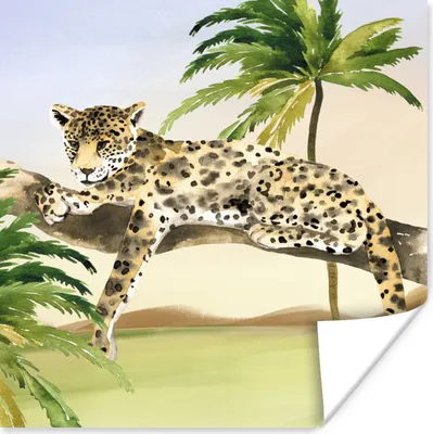 Produktbild von MuchoWow® Poster Leopard - Dschungel - Baum 50x50 cm - Wohnzimmerdekoration