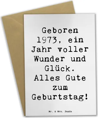 Produktbild von Mr. & Mrs. Panda Grußkarte Spruch 1973 Geburtstag - Weiß - Geschenk, Grußkarten, Happy Birthday, kommunionskarte, einladungskarten, Geboren am, Meilenstein, Geburtsjahr
