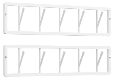 Image de Porte-manteau mural - Modèle 2 - Métal - 5 crochets pivotants - 60 x 1,5 x 15 cm - Blanc