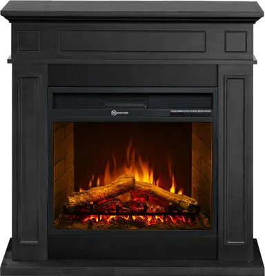 Image de Cheminée électrique sur pied JEFFERSON en bois noir L 89,5xH 90,5xP 28