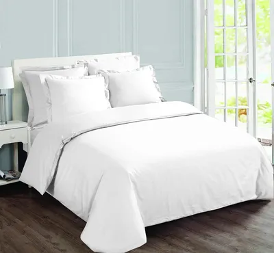 Imagen del producto de TRANKIELO® - Juego de cama blanco de 140 x 200 cm - 100% algodón - Incluye funda de almohada -  Ökotex