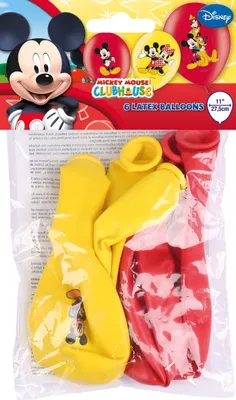 Zdjęcie produktu dla Amscan 999240 - Balony lateksowe Myszka Miki, 6 sztuk, balony, czerwony/żółty