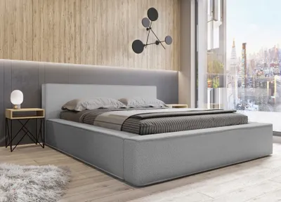 Produktbild von Polsterbett Doppelbett OMAHA 180x200cm in Stoff Now or Never Grau