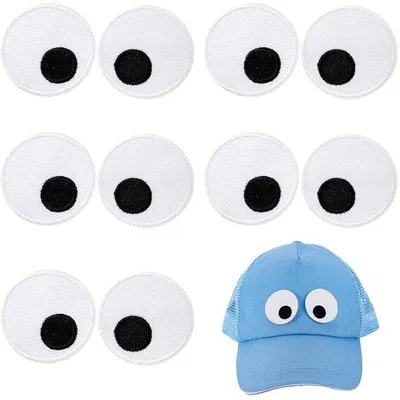 Produktbild von Polyester-Patch 10er Set mit geborderten Augen - 42 mm - für Kleidung/Jeans/Taschen
