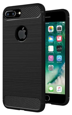 Produktbild von Techsuit Carbon Silicone Back Cover Hülle für Apple iPhone 7 Plus - Schwarz