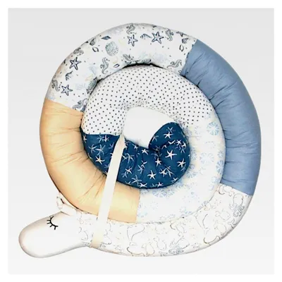 Produktbild von Bettschlange/Bettschnecke XXL (Motiv Meereswelt) Länge 250cm, personalisierbar, Seitenschläferkissen, Stillkissen