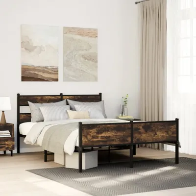 Produktbild von "2026 Promotion" Metallbett ohne Matratze - Räuchereiche - 160x200 cm - Polsterbett CC16645