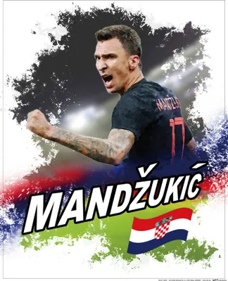 Produktbild von Fußball Kunstdruck Bild - Mario Mandzukic Kroatien (50 x 40 cm)