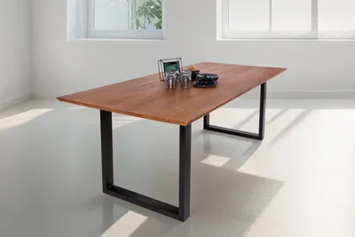 Produktbild von Esstisch 240x100cm Akazie massiv nussbaum Schweizer Kante U-Gestell ATLANTA
