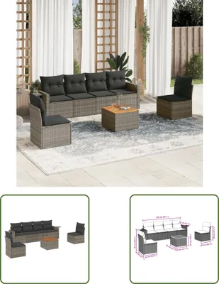 Produktbild von The Living Store 7-tlg. Garten-Sofagarnitur mit Kissen Grau Poly Rattan
