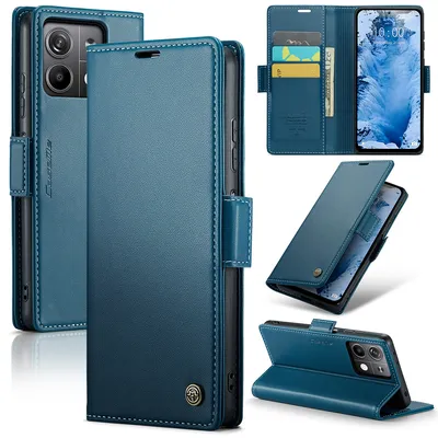Immagine prodotto di Xiaomi Redmi Note 13 5G Case, RFID Blocking Card, Advanced Flip Custodia in pelle con funzione Stand per Xiaomi Redmi Note 13 5G Blu