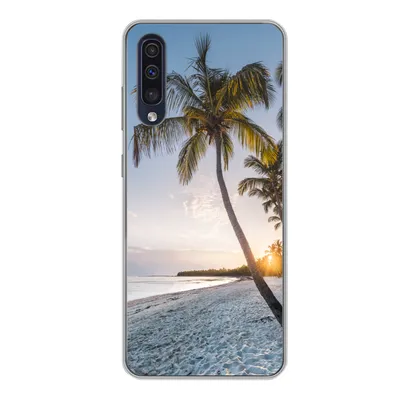 Produktbild von MuchoWow® Handyhülle Schutzhülle Hülle für Samsung Galaxy A50 Strand - Sonnenuntergang - Palme Silikon Softcase Handy Hülle - Mobiltelefonhülle