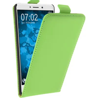 Produktbild von PhoneNatic Kunst-Lederhülle kompatibel mit Huawei Honor 6x - Flip-Case grün + 2 Schutzfolien