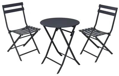 Produktbild von Gartenmöbel Set Tisch + 2 Stühle grau