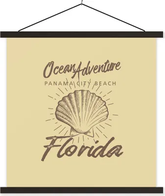 Produktbild von MuchoWow® Textilposter Muschel - Vintage - Meer 120x120 cm mit schwarzem Rahmen - Aufhängungsset