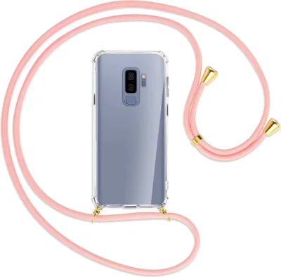 Produktbild von Handykette Backcover-Schutzhülle mit Band (Metall goldfarben) für Samsung Galaxy S9+ / S9 Plus - rosa