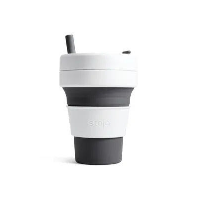 Produktbild von Biggie Cup, Slate - 470 ml - Kaffeebecher - Trinkbecher - Schwarz/Weiß - faltbar | Stojo