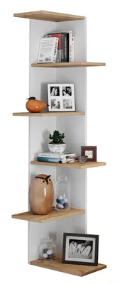 Immagine prodotto di Scaffale in legno appeso | Scaffale salvaspazio | Dimensioni: H. 140 x W. 37 x D. 37 cm | Elegante mensola appesa | Scaffale portaoggetti | Libreria | Mensola da parete - Balos XL