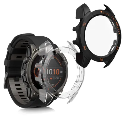 Produktbild von kwmobile 2x Glas Hülle für Garmin Fenix 8 51mm Schutzhülle - Fullbody Fitnesstracker Case Set aus Glas - Transparent Schwarz