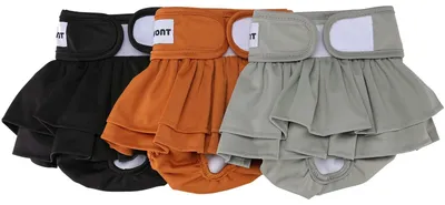 Productafbeelding van Solidchoice - 3 Herbruikbare Hondenluiers - Hoog Absorberend en Eco-vriendelijk - Zwart/Bruin/Grijs XS