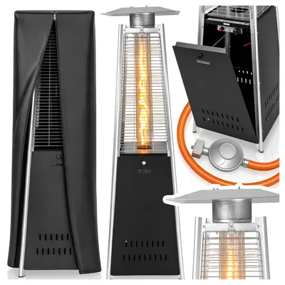 Produktbild von MalTec Heizstrahler Terasse Gasheizgerät Pyramid-S FL-330 12kW 180cm Stahl + Abdeckung, Stabile und Robust Schwarz