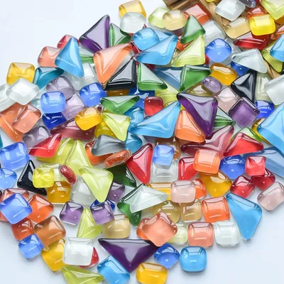 Productafbeelding van 500 g onregelmatige glasmozaïektegels voor ambachten, kleine willekeurige kleur, doe-het-zelf maken, creatief voor huisdecoratie, vazen, kopjes, fotolijsten, bloempotten (gemengde kleur)
