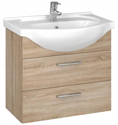 Produktbild von Badmöbel Set mit Waschbecken Keramik 60 cm ASPEN Waschtisch 4 Farbvariante Sonoma AM-ZET-242-SS