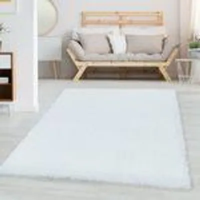 Produktbild von Einfarbiger Teppich, Zeitloser Uni-Teppich für Wohnzimmer, Schlafzimmer oder Büro, Größe: 100 x 200 cm, Farbe: Weiss