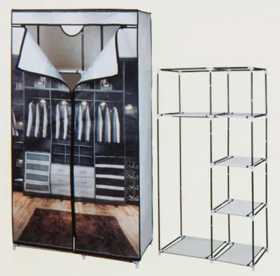 Produktbild von Kleiderschrank Stoffschrank 160x88x45cm Faltschrank faltbar bedruckt