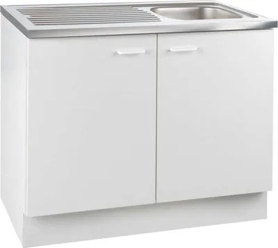 Produktbild von Spülen-Unterschrank - Weiß - B 100 cm - 2 Türen - inkl. Spülbecken