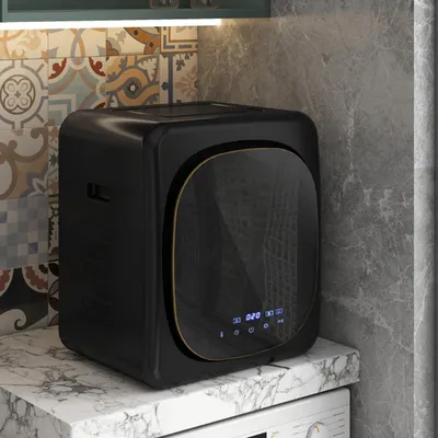Produktbild von Wäschetrockner mit 6 Programm LED-Touchscreen 800W Mini Trockner Wandmontage Ablufttrockner 4 kg bis zu 60℃ Schwarz