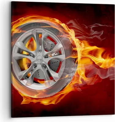 Produktbild von Bild auf Leinwand - Leinwandbild - Rad Flammen Felge - 70x70cm - Wand Bild - Wanddeko - Wandbilder - Leinwanddruck - Bilder - Kunstdruck - Wanddekoration - Leinwand bilder - Wandkunst - AC70x70-0198
