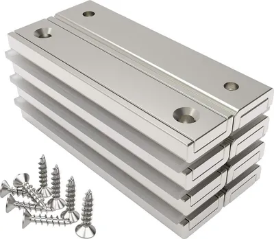 Produktbild von 8er Set Starkes Rechteckmagnet 30 KG Kraft 60 x 13,5 x 5 mm Silber